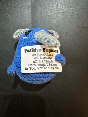 Handmade Crochet Positive Elephant Emotional Support Plush Toy